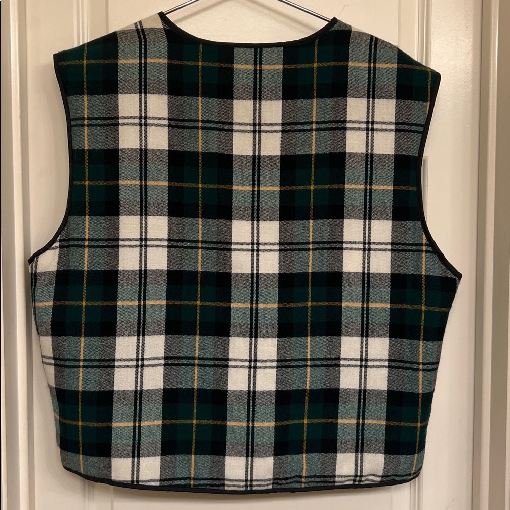 Backpacker Sportswear Vintage Plaid Green and Yellow Zip-Up Vest, NWT - Picture 3 of 5